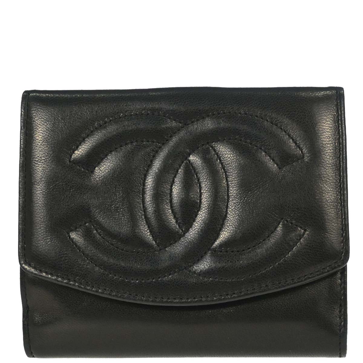 Chanel 1994-1996 Bifold Wallet Black Lambskin