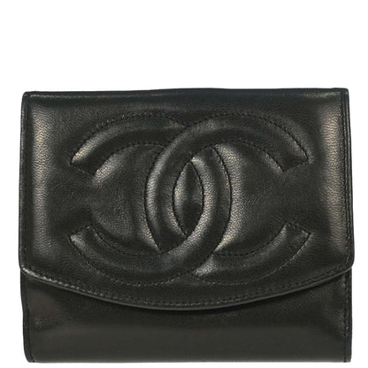 Chanel 1994-1996 Bifold Wallet Black Lambskin
