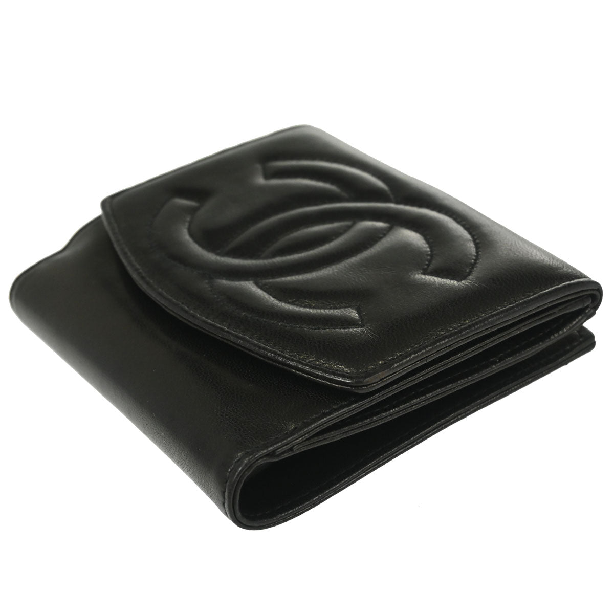 Chanel 1994-1996 Bifold Wallet Black Lambskin