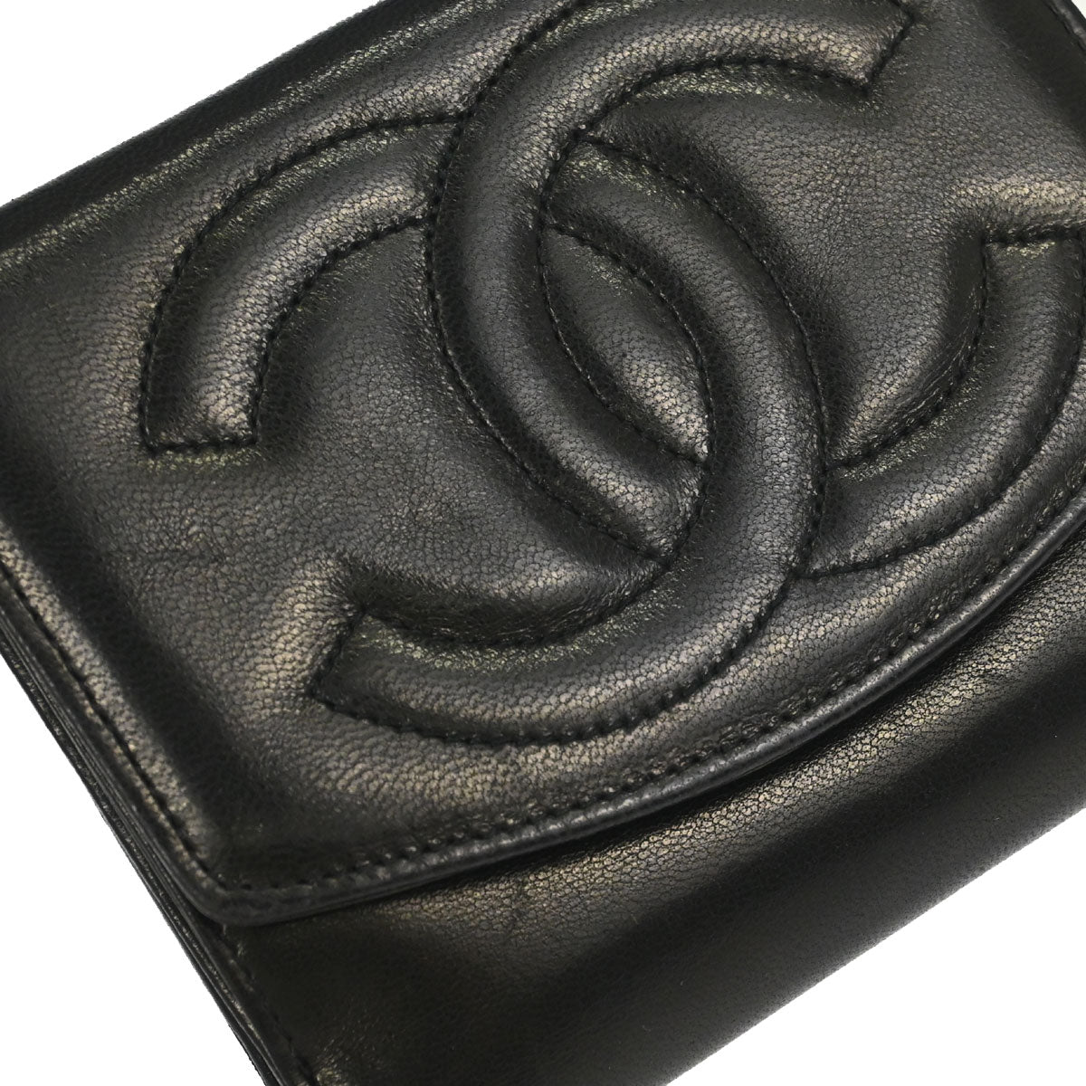 Chanel 1994-1996 Bifold Wallet Black Lambskin