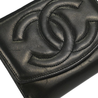 Chanel 1994-1996 Bifold Wallet Black Lambskin