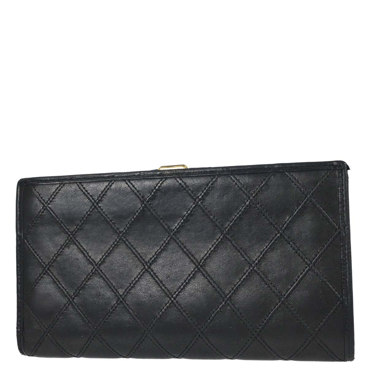 Chanel Black Lambskin Bicolore Long Bifold Wallet