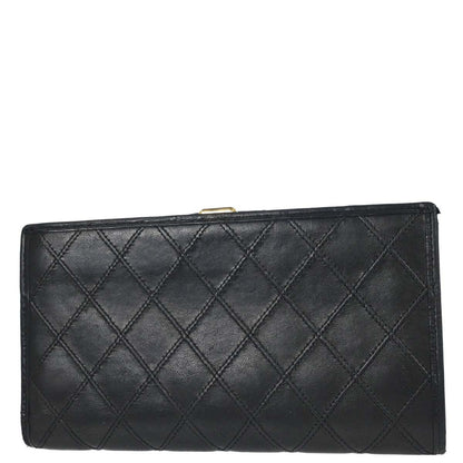 Chanel Black Lambskin Bicolore Long Bifold Wallet