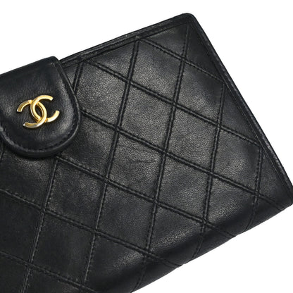 Chanel Black Lambskin Bicolore Long Bifold Wallet