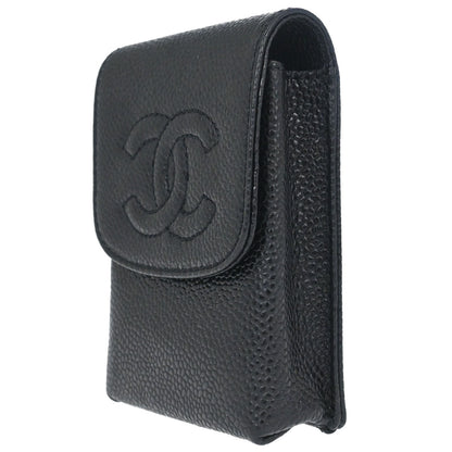 Chanel 2000-2002 Black Caviar Skin Cigarette Case Small Good