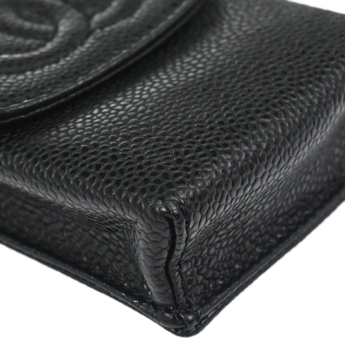 Chanel 2000-2002 Black Caviar Skin Cigarette Case Small Good