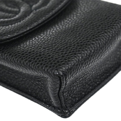 Chanel 2000-2002 Black Caviar Skin Cigarette Case Small Good