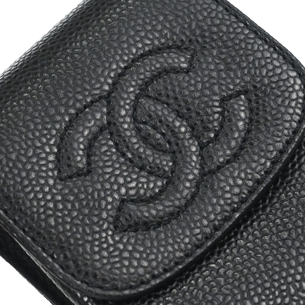 Chanel 2000-2002 Black Caviar Skin Cigarette Case Small Good