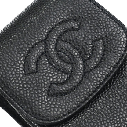 Chanel 2000-2002 Black Caviar Skin Cigarette Case Small Good