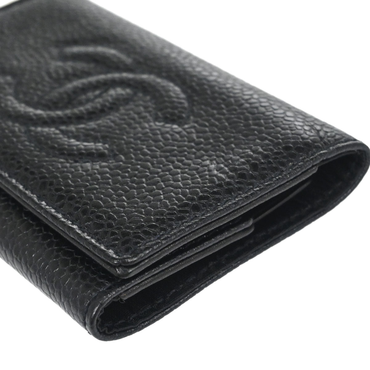 Chanel 1994-1996 Key Case Black Caviar Skin Small Good