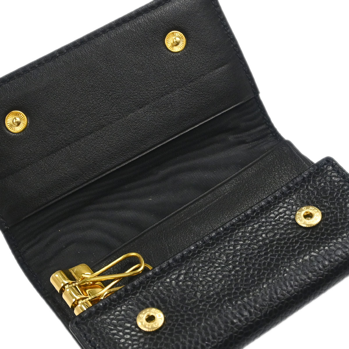 Chanel 1994-1996 Key Case Black Caviar Skin Small Good