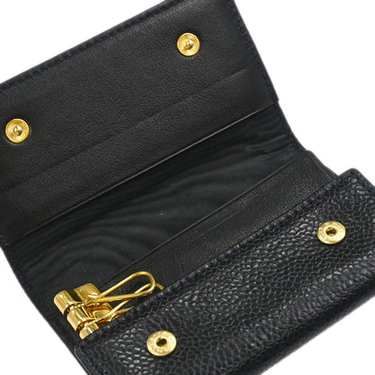 Chanel 1994-1996 Key Case Black Caviar Skin Small Good