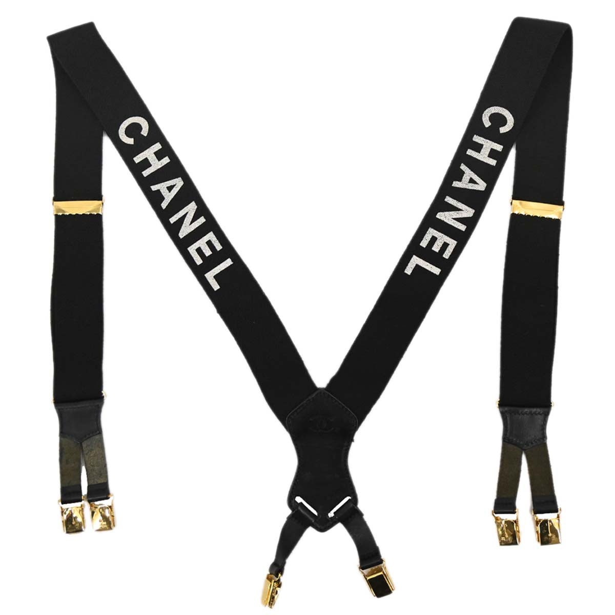 Chanel Black Suspenders 15 Small Good