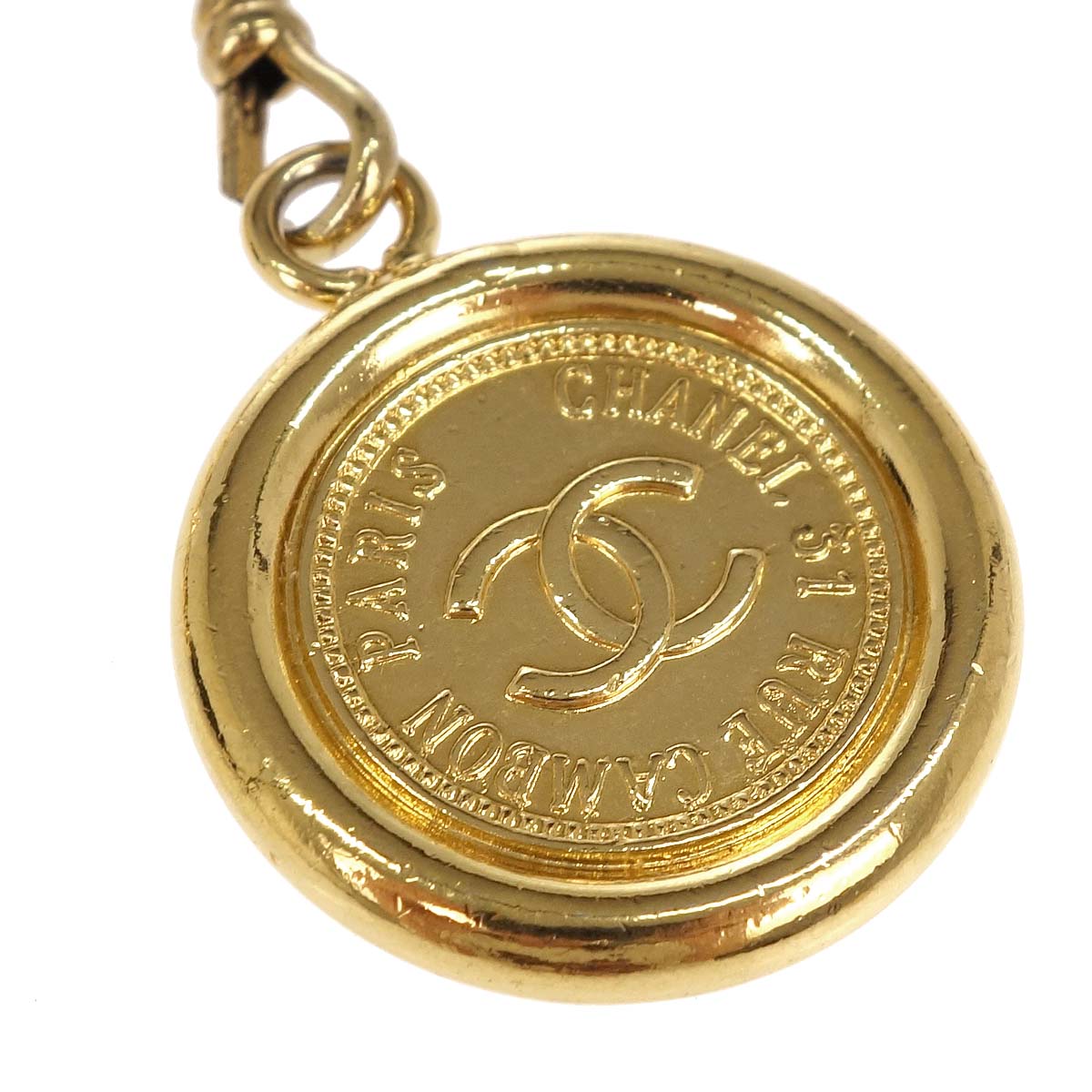 Chanel Chain Belt Medallion Gold Black Small Good