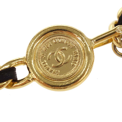 Chanel Chain Belt Medallion Gold Black Small Good