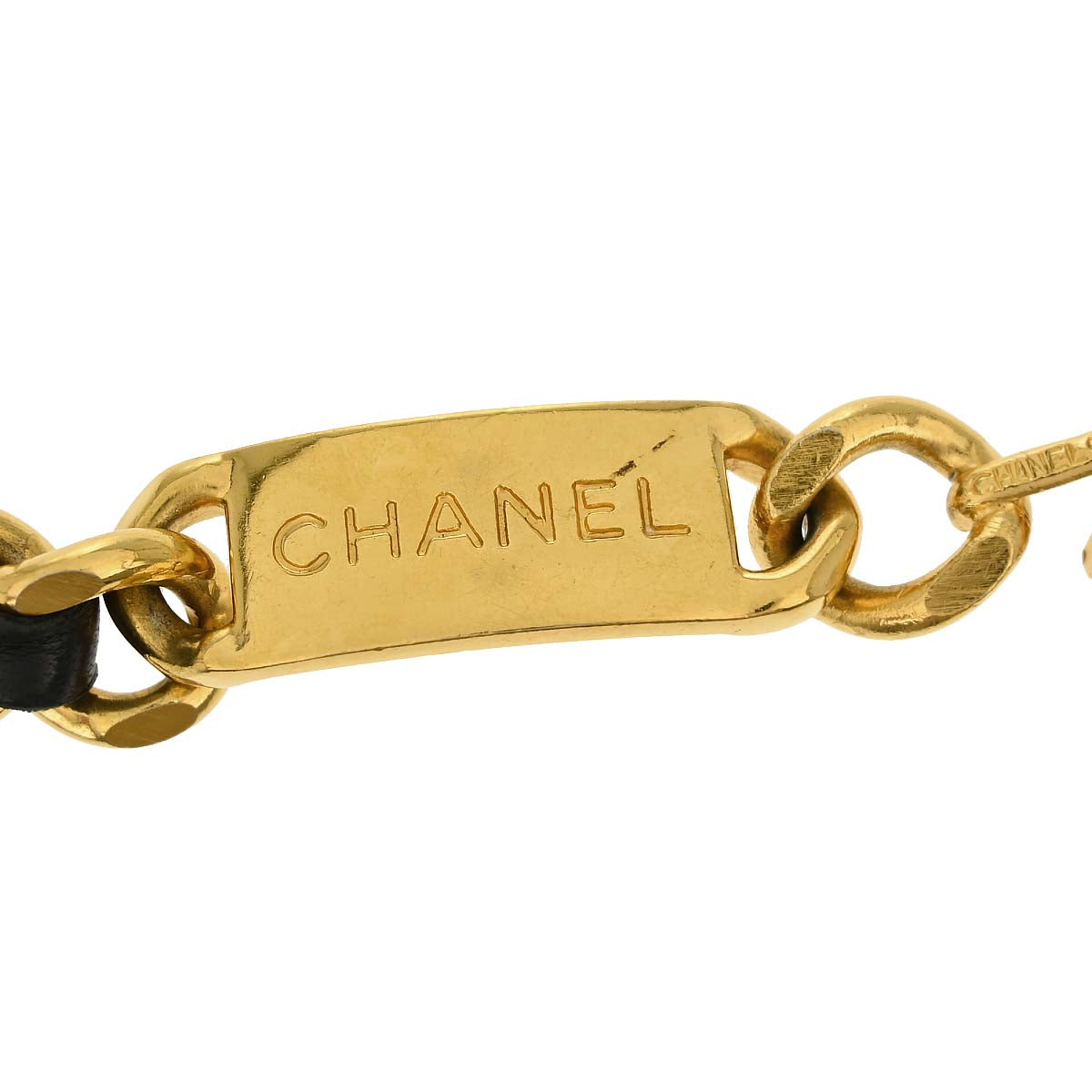 Chanel Chain Belt Medallion Gold Black Small Good