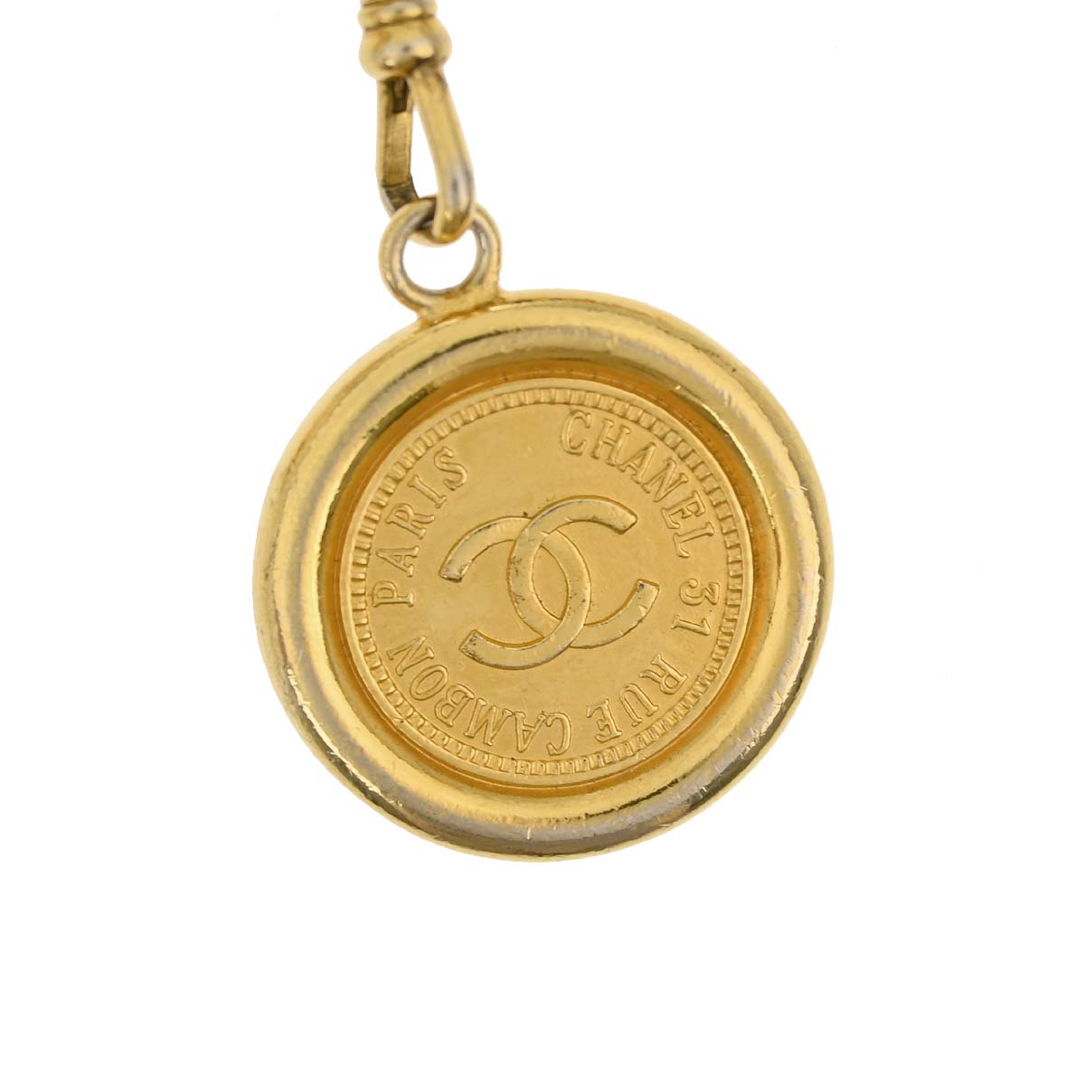 Chanel Chain Belt Medallion Gold Black Small Good
