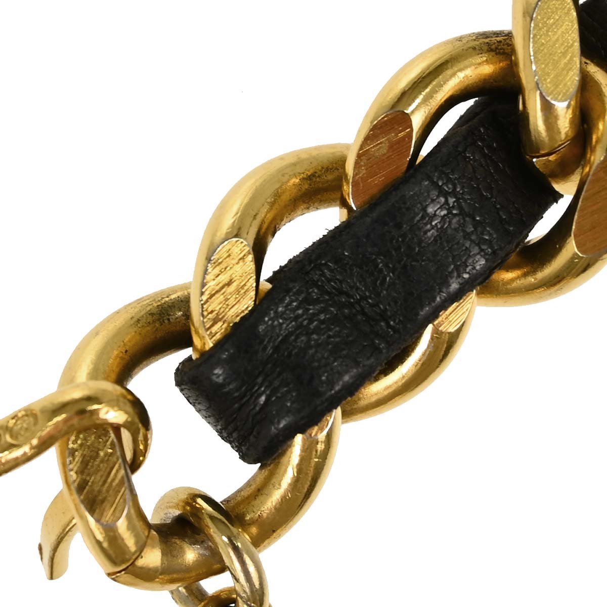 Chanel Chain Belt Medallion Gold Black Small Good