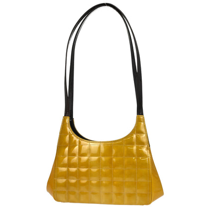 Chanel 2000-2002 Gold Patent leather Choco Bar Shoulder Bag
