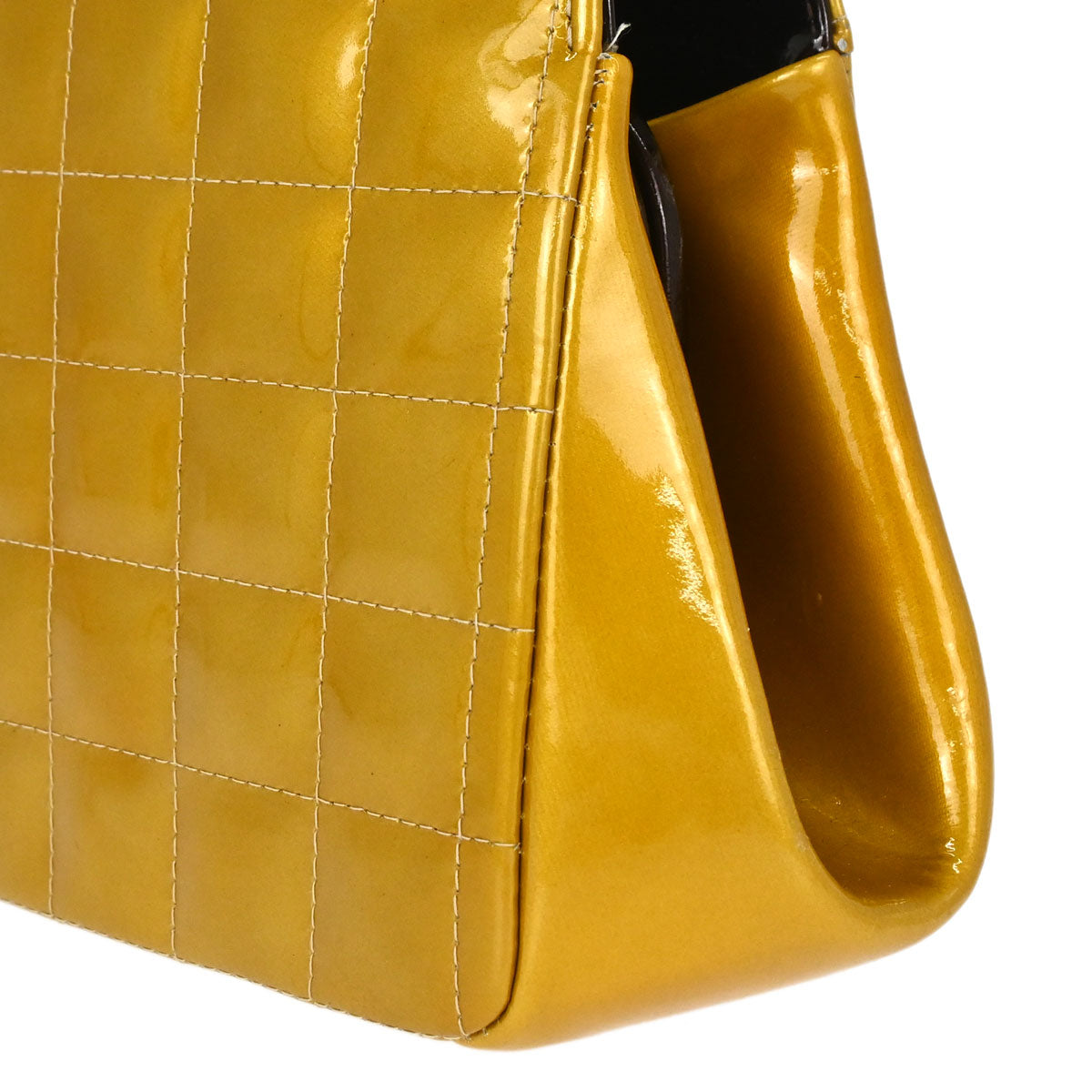 Chanel 2000-2002 Gold Patent leather Choco Bar Shoulder Bag