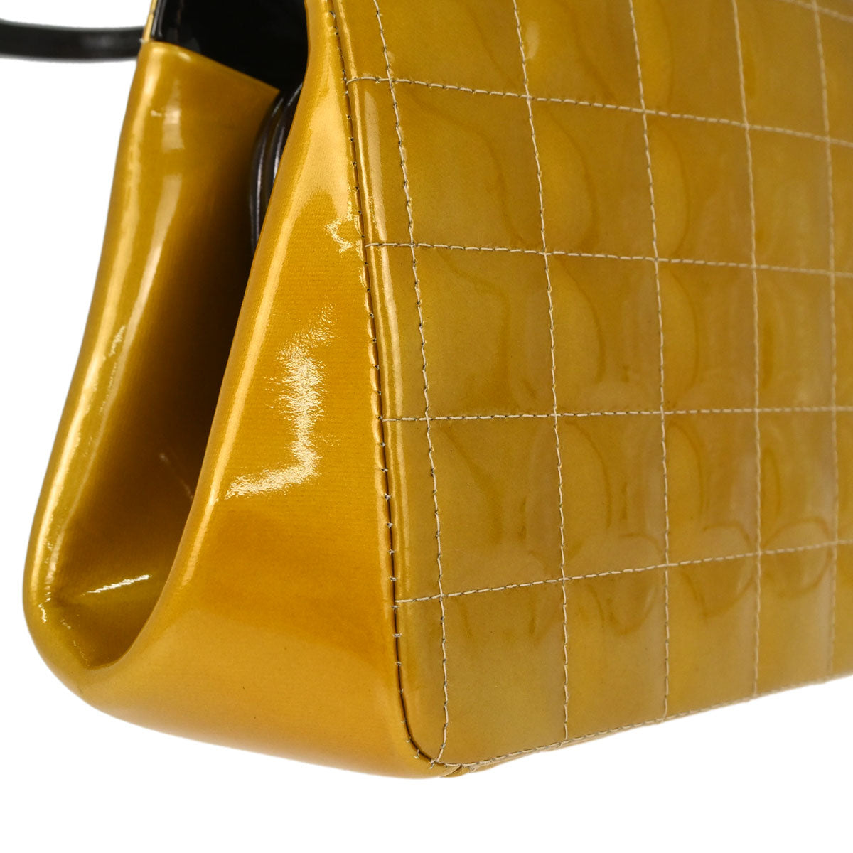 Chanel 2000-2002 Gold Patent leather Choco Bar Shoulder Bag