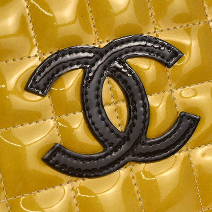 Chanel 2000-2002 Gold Patent leather Choco Bar Shoulder Bag