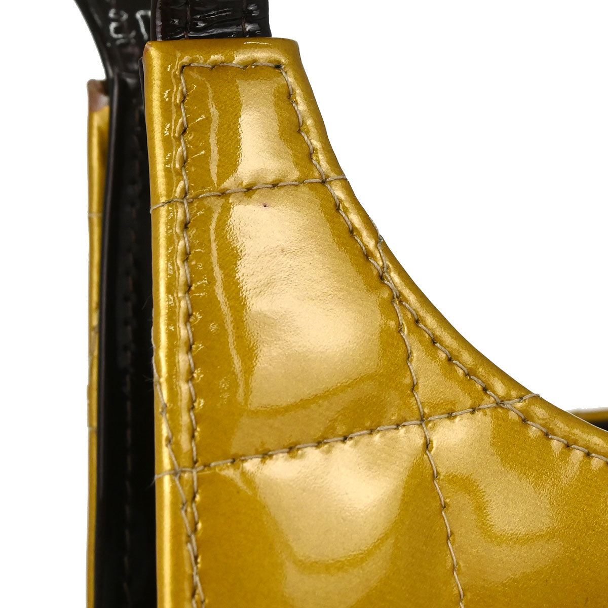 Chanel 2000-2002 Gold Patent leather Choco Bar Shoulder Bag