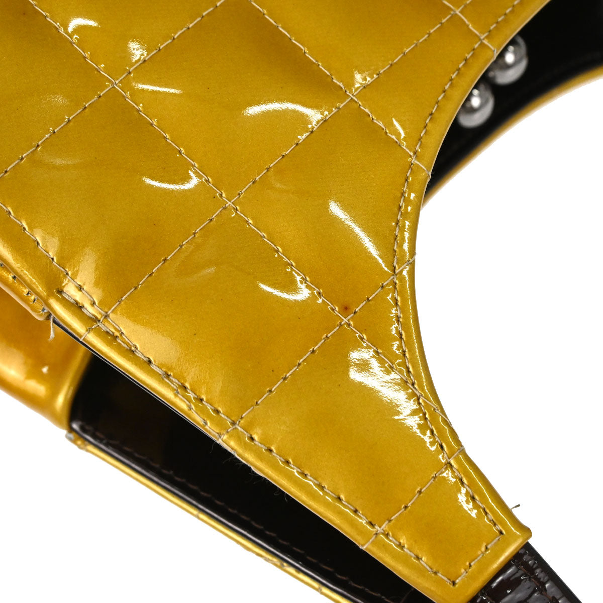 Chanel 2000-2002 Gold Patent leather Choco Bar Shoulder Bag