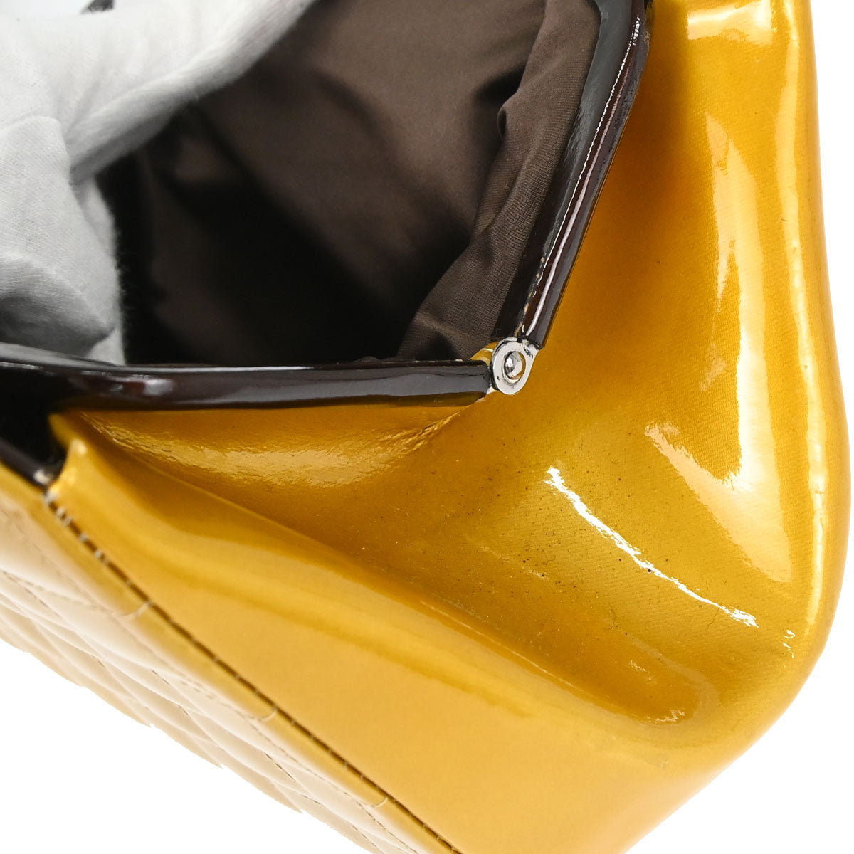 Chanel 2000-2002 Gold Patent leather Choco Bar Shoulder Bag