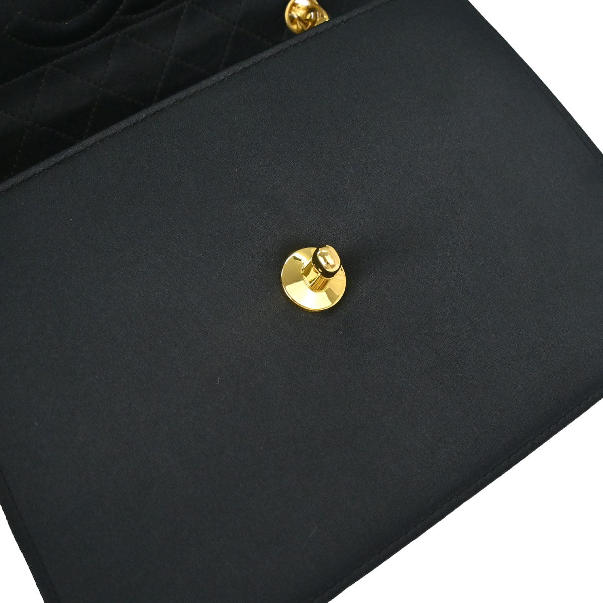 Chanel 1989-1991 Black Satin Straight Flap Shoulder Bag