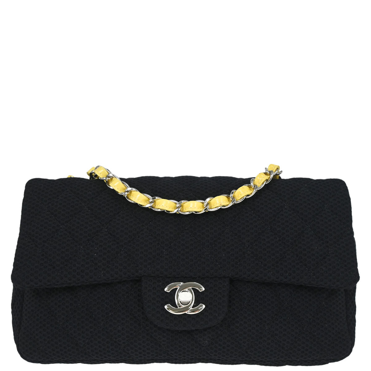 Chanel 2009-2010 Black Canvas Classic Single Flap Shoulder Bag