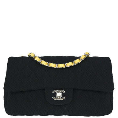 Chanel 2009-2010 Black Canvas Classic Single Flap Shoulder Bag