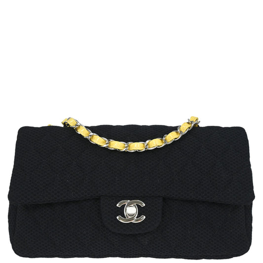 Chanel 2009-2010 Black Canvas Classic Single Flap Shoulder Bag