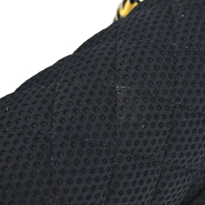 Chanel 2009-2010 Black Canvas Classic Single Flap Shoulder Bag
