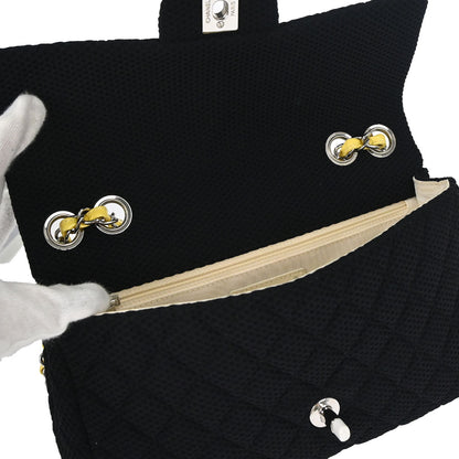 Chanel 2009-2010 Black Canvas Classic Single Flap Shoulder Bag