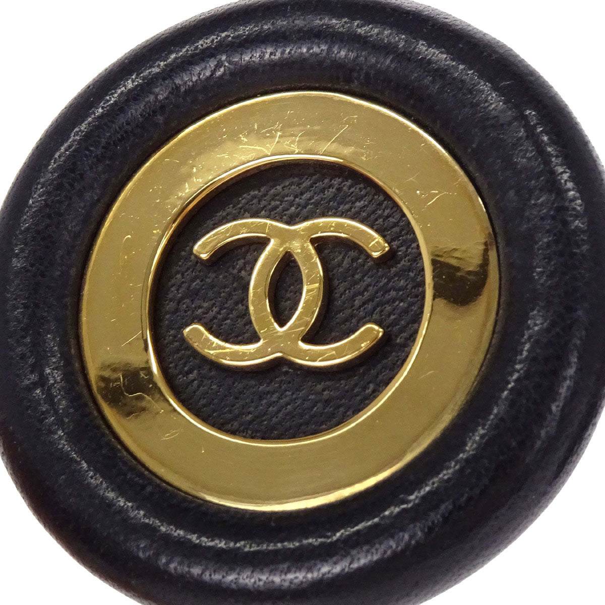 Chanel Button Clip-On Earrings Black 93P