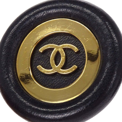 Chanel Button Clip-On Earrings Black 93P