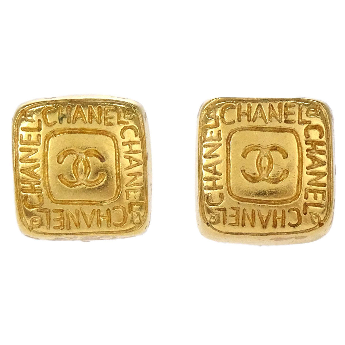 Chanel Square Clip-On Earrings Gold 99A