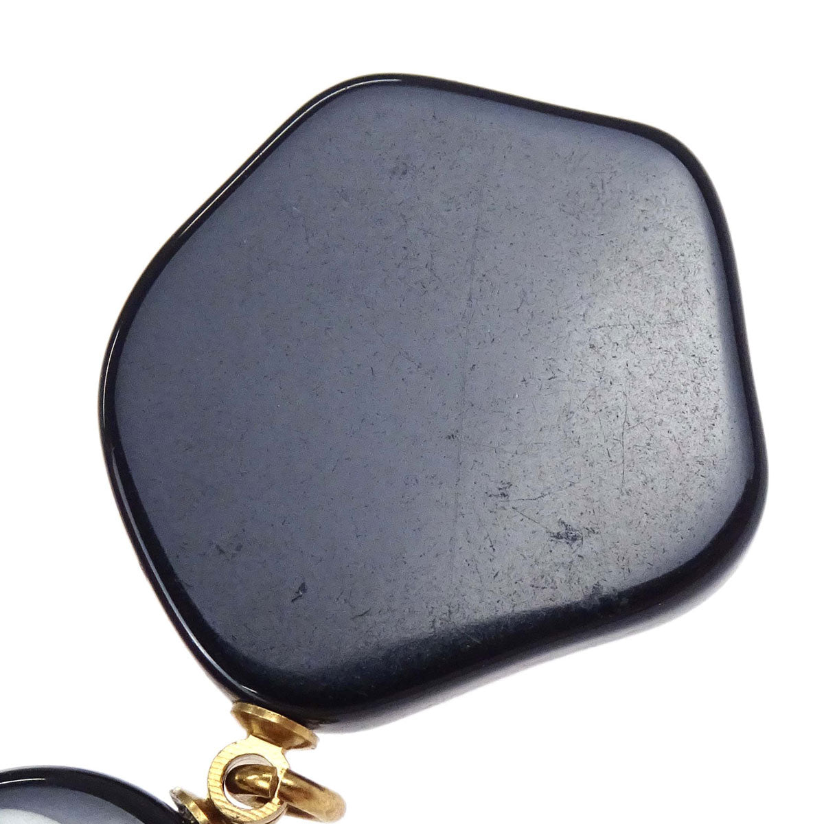 Chanel Dangle Camellia Clip-On Earrings Black Acrylic 03P