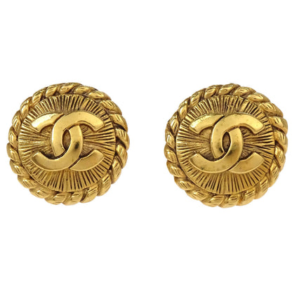 Chanel Button Clip-On Earrings Gold 2400