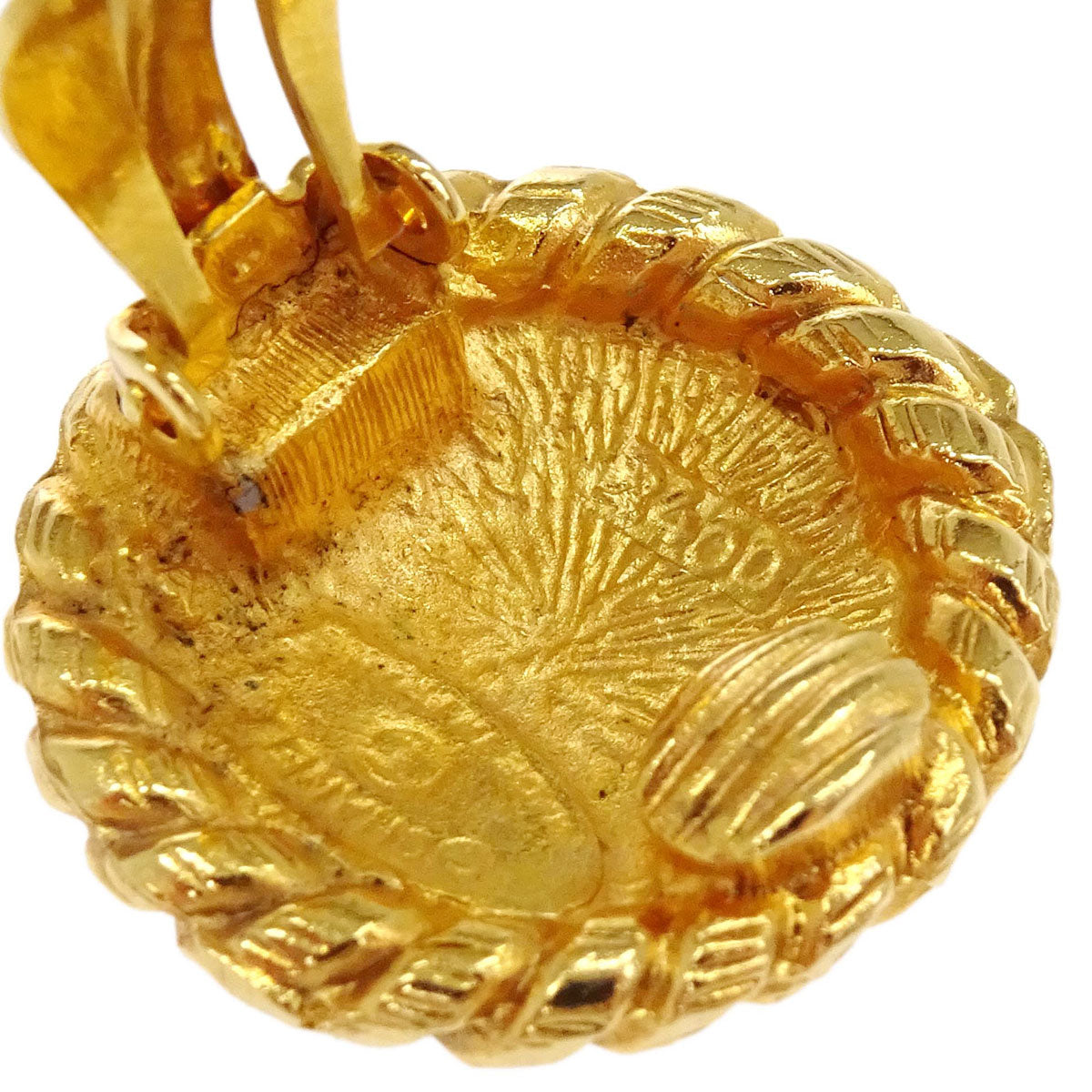 Chanel Button Clip-On Earrings Gold 2400