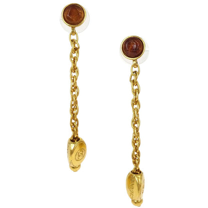 Chanel Dangle Pierced Earrings Gripoix Gold 99A
