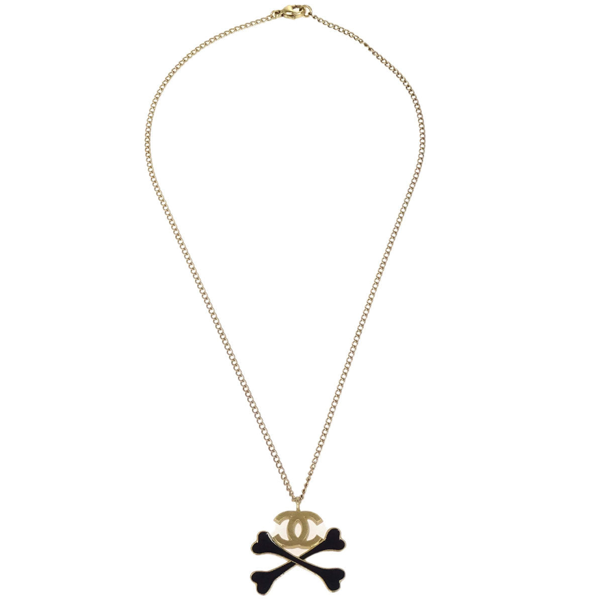 Chanel Gold CC Crossbones Pendant Necklace 03P