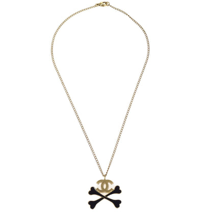 Chanel Gold CC Crossbones Pendant Necklace 03P