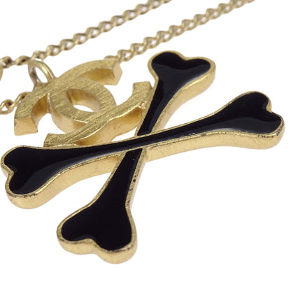 Chanel Gold CC Crossbones Pendant Necklace 03P
