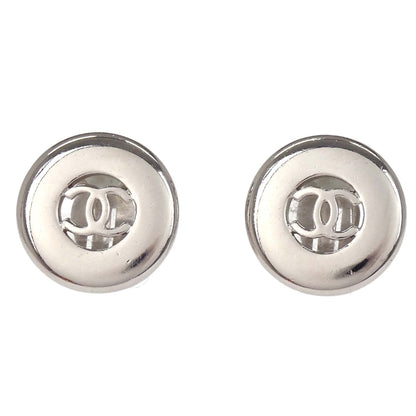 Chanel Button Clip-On Earrings Silver 97A