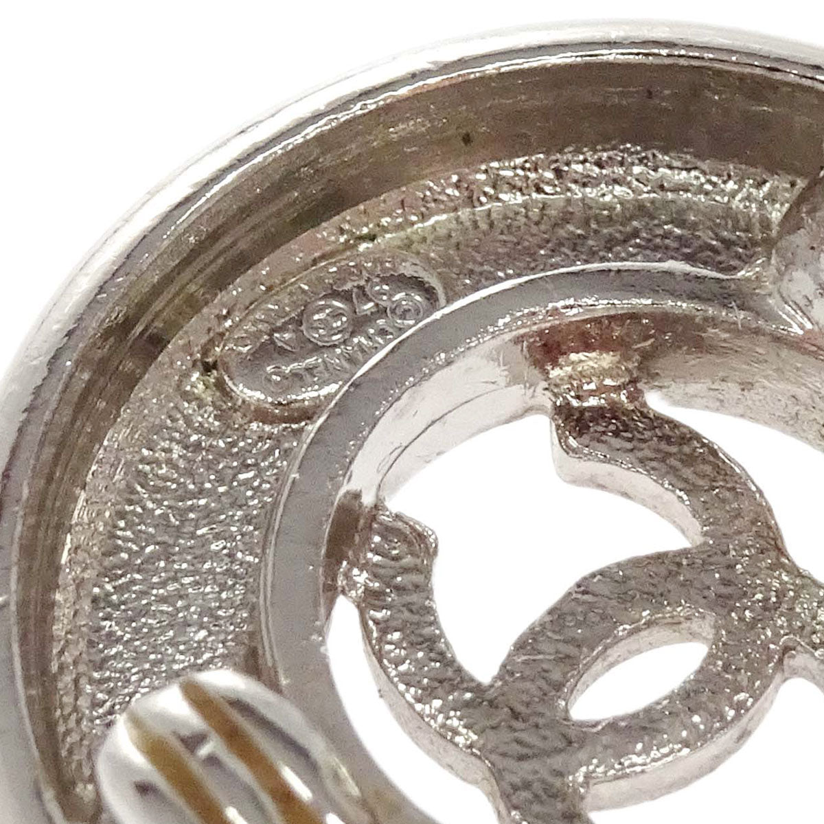 Chanel Button Clip-On Earrings Silver 97A