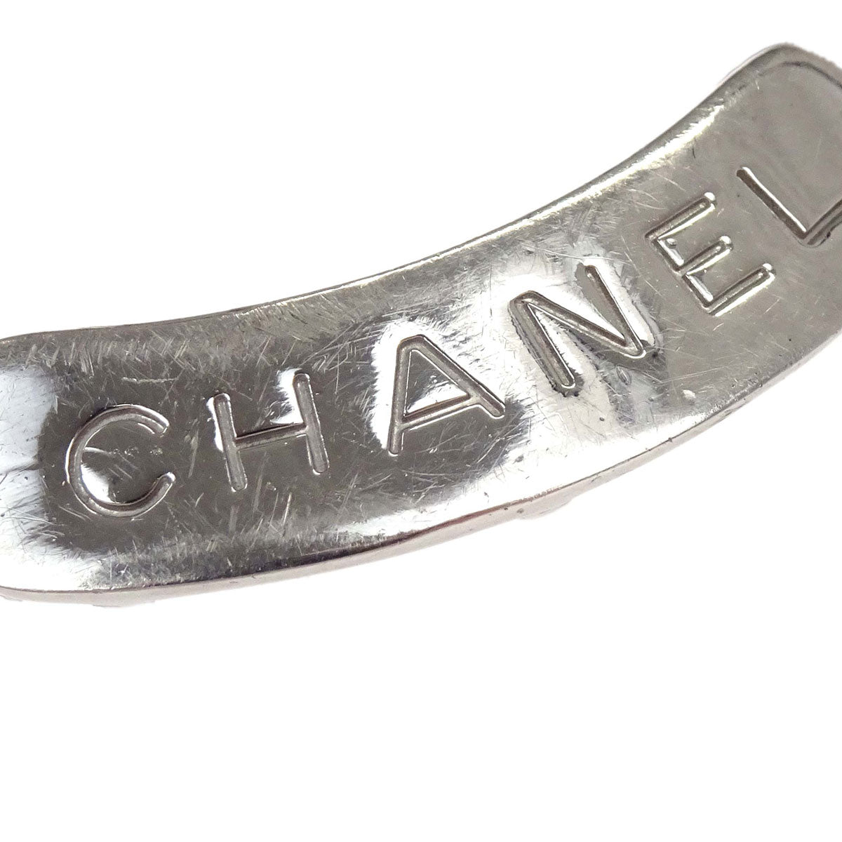 Chanel Logo Plate Bracelet Silver 98P