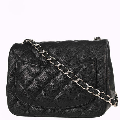 Chanel 2017-2018 Black Caviar Skin Mini Classic Square Flap Shoulder Bag 17