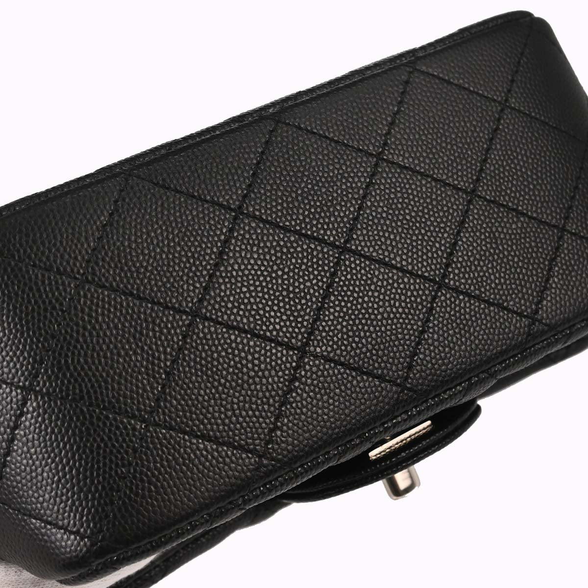 Chanel 2017-2018 Black Caviar Skin Mini Classic Square Flap Shoulder Bag 17